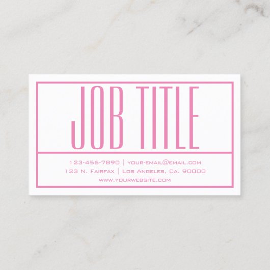 Carte De Visite Initiales modernes & Nom Logo rose (Dos)