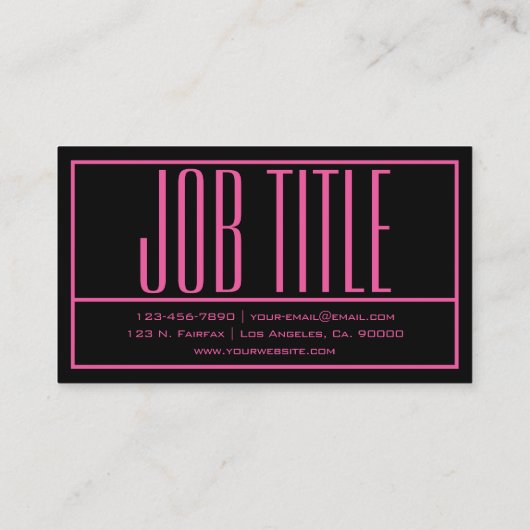 Carte De Visite Initiales modernes & Nom Logo Rose/Noir (Dos)