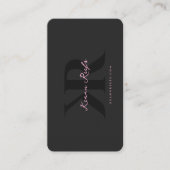 Carte De Visite Initiales Monogramme K R Esthétique Noir Rose (Devant)