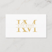 Carte De Visite Initiales Monogramme Moderne en Or Blanc Professio (Devant)