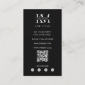 Carte De Visite Initiales Monogramme Moderne Noir Blanc Profession (Dos)