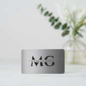 Carte De Visite Initiales monogramme noir gris professionnel (Debout devant)