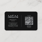 Carte De Visite Initiales monogramme noir gris professionnel (Dos)