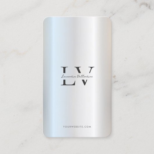 Carte De Visite Initiales Monogrammes modernes Argent professionne (Devant)