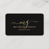 Carte De Visite Initiales Monogrammes Professionnel Minimal Noir (Devant)