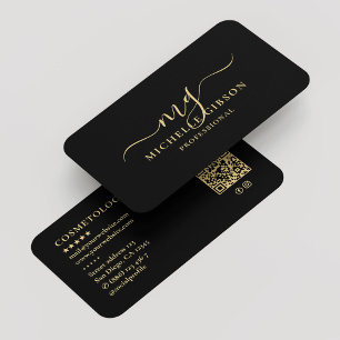 Carte De Visite Initiales Monogrammes Professionnel Minimal Noir