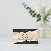 Carte De Visite Initiales Monogrammes sur noir et or luxueux (Debout devant)