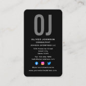 Carte De Visite Initiales Monogrammes verticales Nom Black White G (Devant)