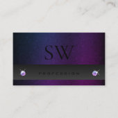 Carte De Visite Initiales Motif gris foncé bleu violet (Devant)