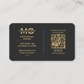 Carte De Visite Initiales noires monogrammes professionnels minime (Dos)