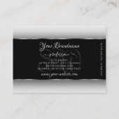 Carte De Visite Initiales Ombre noir et blanc Oval Silver Frame (Dos)