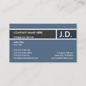 Carte De Visite initiales professionnelles bleues (Devant)