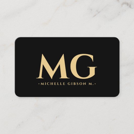 Carte De Visite Initiales professionnelles Elégant Noir moderne (Devant)