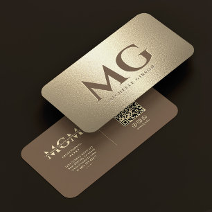 Carte De Visite Initiales professionnelles élégantes Faux or marro