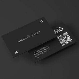 Carte De Visite Initiales professionnelles minimales en noir simpl