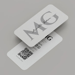 Carte De Visite Initiales professionnelles minimes en gris clair