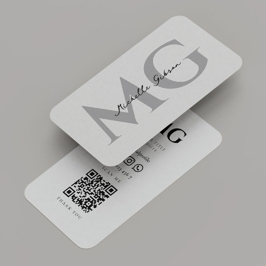 Carte De Visite Initiales professionnelles minimes en gris clair