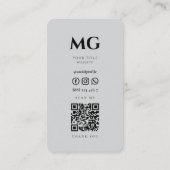 Carte De Visite Initiales professionnelles minimes en gris clair (Dos)