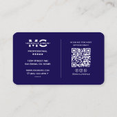 Carte De Visite Initiales professionnelles modernes en bleu foncé (Dos)