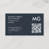 Carte De Visite Initiales simples Professionnel Bleu foncé Charbon (Dos)