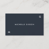 Carte De Visite Initiales simples Professionnel Bleu foncé Charbon (Devant)