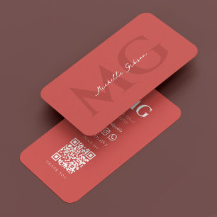 Carte De Visite Initiales simples professionnelles corail foncé mo