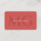Carte De Visite Initiales simples professionnelles corail foncé mo (Devant)