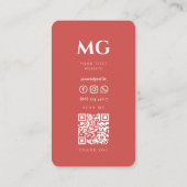 Carte De Visite Initiales simples professionnelles corail foncé mo (Dos)