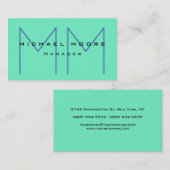 Carte De Visite Initiales uniques Monogramme Couleur Bleue Cute (Devant / Derrière)