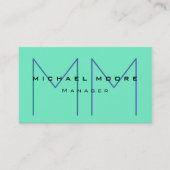 Carte De Visite Initiales uniques Monogramme Couleur Bleue Cute (Devant)