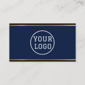 Carte De Visite Ink Blue & Gold Edge Modern QR Code Template (Devant)