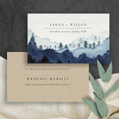 Carte De Visite Ink Blue Navy Pine Woods Mountain Mariage Website