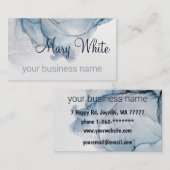 Carte De Visite Ink Cloud Swirl tendance moderne Aqua Blue Dusty G (Devant / Derrière)