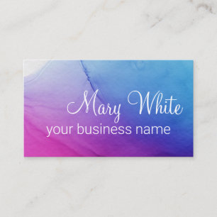 Carte De Visite Ink Cloud Swirl tendance moderne Aqua Blue Violet