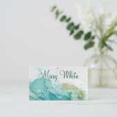 Carte De Visite Ink Cloud Swirl tendance moderne Turquoise vert ol (Debout devant)