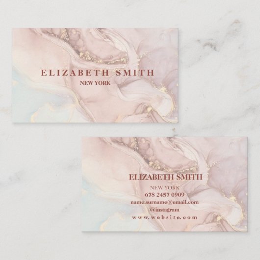 Carte De Visite Ink et marbre doré moderne (Devant / Derrière)