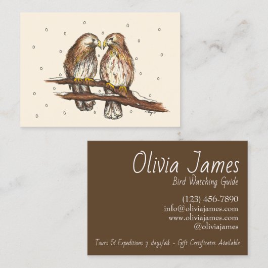 Carte De Visite Inséparable des Hawks à queue rouge observant l'hi (Devant / Derrière)