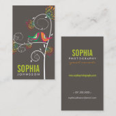 Carte De Visite Inséparables lunaires Moderne Floral Design d'entr (Devant / Derrière)