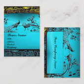 Carte De Visite INSÉPARABLES mariages, noir blanc, bleu aquamarine (Devant / Derrière)