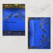 Carte De Visite INSÉPARABLES mariages, noir blanc, saphir bleu (Devant / Derrière)