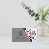 Carte De Visite Inséparables Sur Sakura Tree Et Symbole d'amour ch (Debout devant)