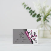 Carte De Visite Inséparables Sur Sakura Tree Et Symbole d'amour ch (Debout devant)