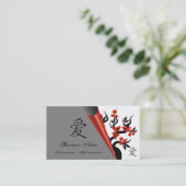 Carte De Visite Inséparables Sur Sakura Tree Et Symbole d'amour ch (Debout devant)