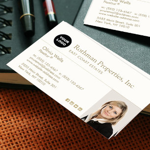 Carte De Visite Insérer une photo de l'agent immobilier du logo
