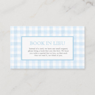 Carte De Visite Insert de livre à motif Gingham bleu Prépa