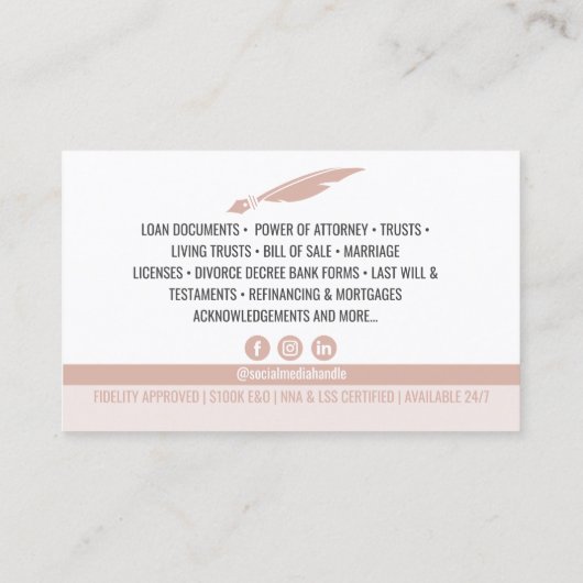 Carte De Visite Insertion moderne Photo Notaire Signature Agent Pr (Dos)