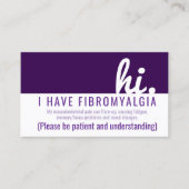 Carte De Visite insigne de patience de la fibromyalgie (Devant)