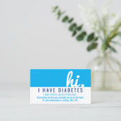 Carte De Visite insigne d'urgence pour diabète (Debout devant)
