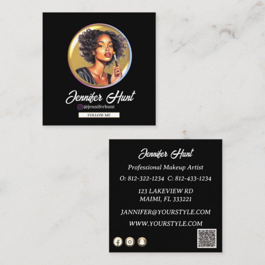 Carte de visite Instagram Black&Gold (Devant / Derrière)
