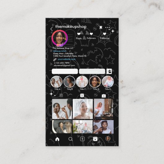 Carte De Visite Instagram d'Halloween (Devant)